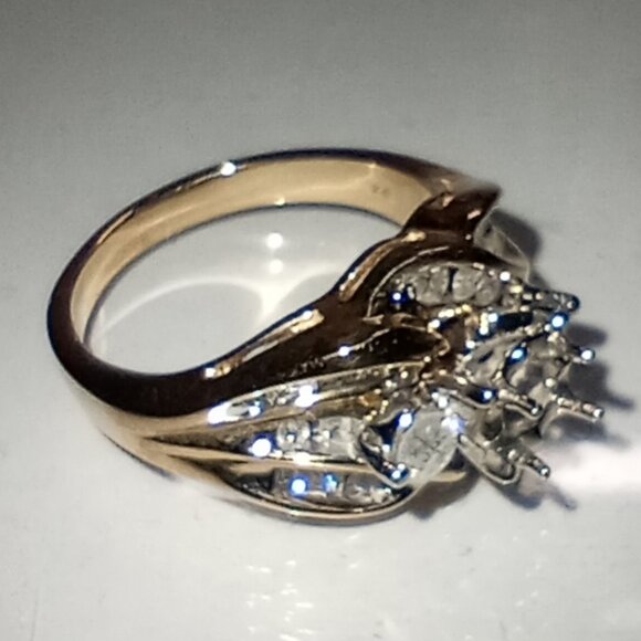 14Kt Yellow Gold 2/3-Carat Diamond 5mm Round Semi-Mount Marriage Ring - Picture 1 of 7